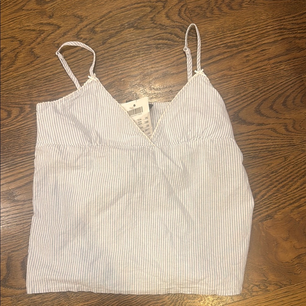 Brandy Melville Striped Spaghetti Strap Cami Top - White & Light Blue
